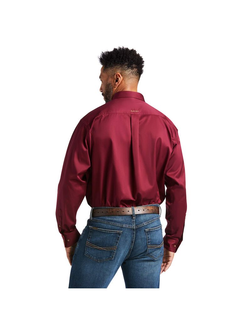 Chemises De Costume Ariat Solid Twill Classiche Fit Bordeaux | FCB-9201704