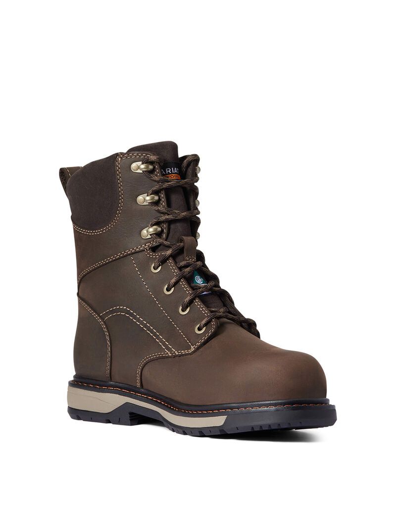 Bottes Imperméables Ariat Riveter 8' CSA Glacier Grip 400g Composite Embout Travail Marron Foncé | SCZ-8696867