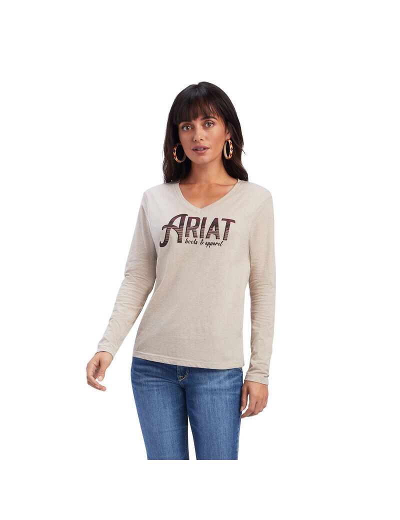 Hauts Ariat REAL Chest Logo Relaxed Tee Beige | XQO-2797201