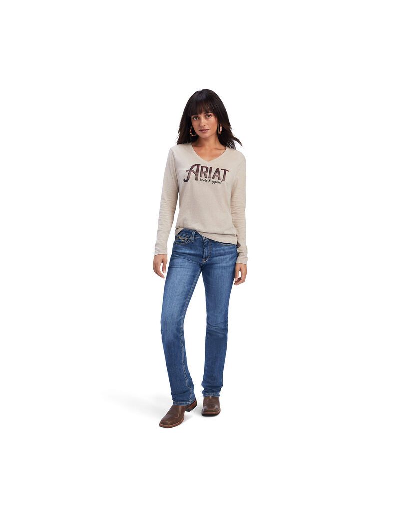 Hauts Ariat REAL Chest Logo Relaxed Tee Beige | XQO-2797201