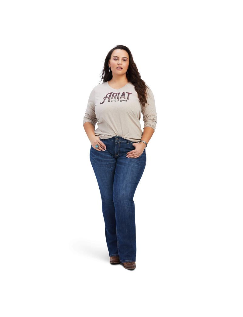 Hauts Ariat REAL Chest Logo Relaxed Tee Beige | XQO-2797201