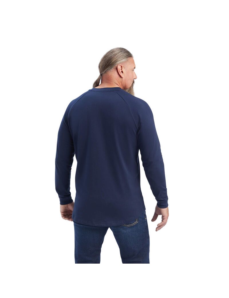 Vêtements De Travail Ariat Rebar Coton Strong T Shirts Bleu Marine | RKY-5990569