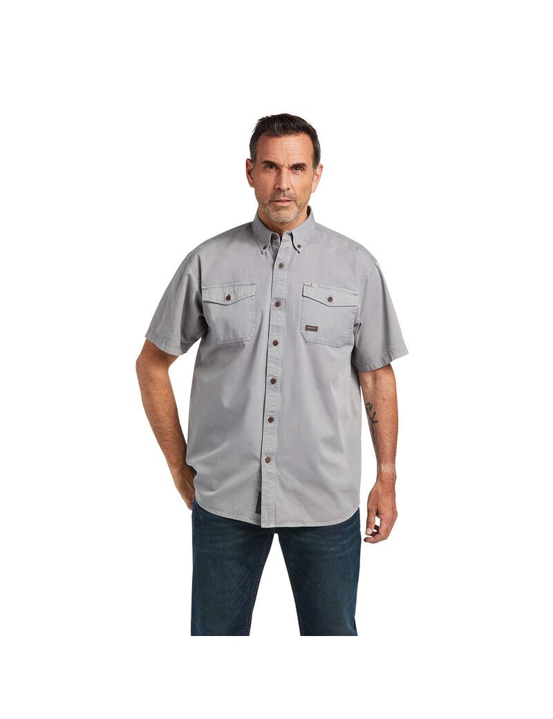 Vêtements De Travail Ariat Rebar Washed Twill Travail Shirts Argent | QVF-9135557