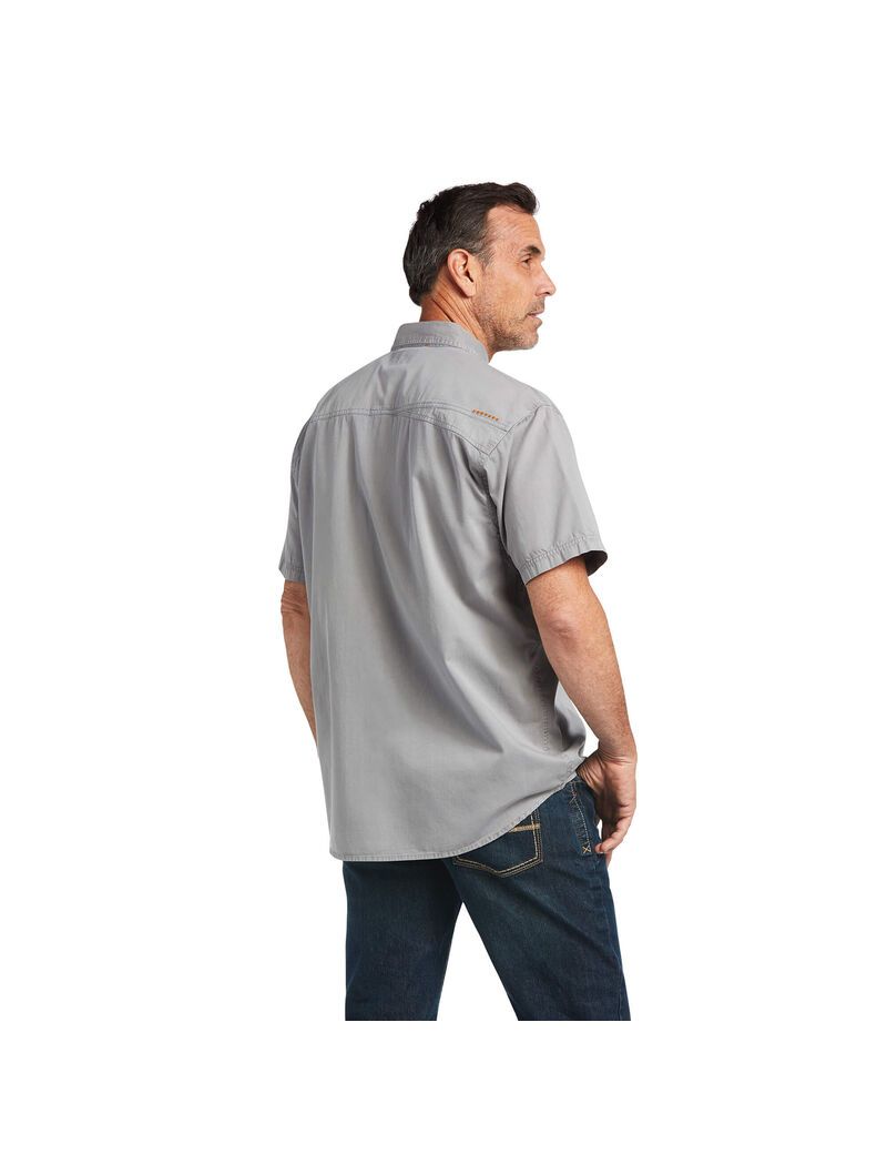 Vêtements De Travail Ariat Rebar Washed Twill Travail Shirts Argent | QVF-9135557