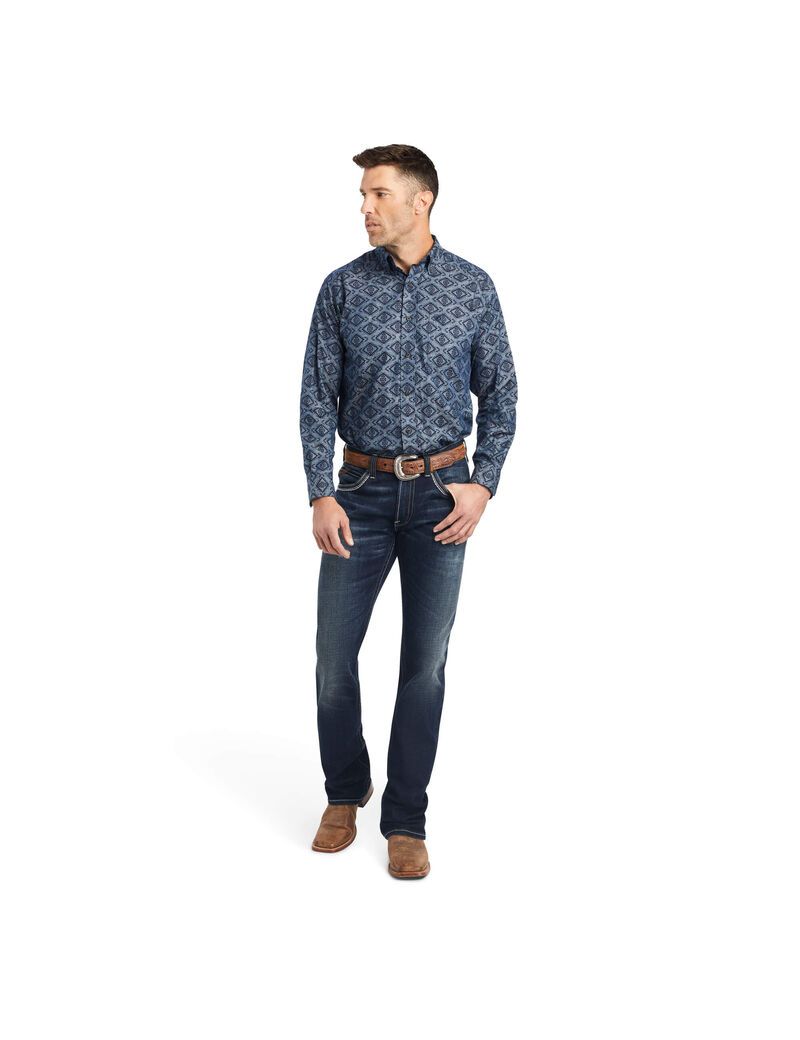 Chemises De Costume Ariat Keanu Classiche Fit Bleu | UQR-7969836