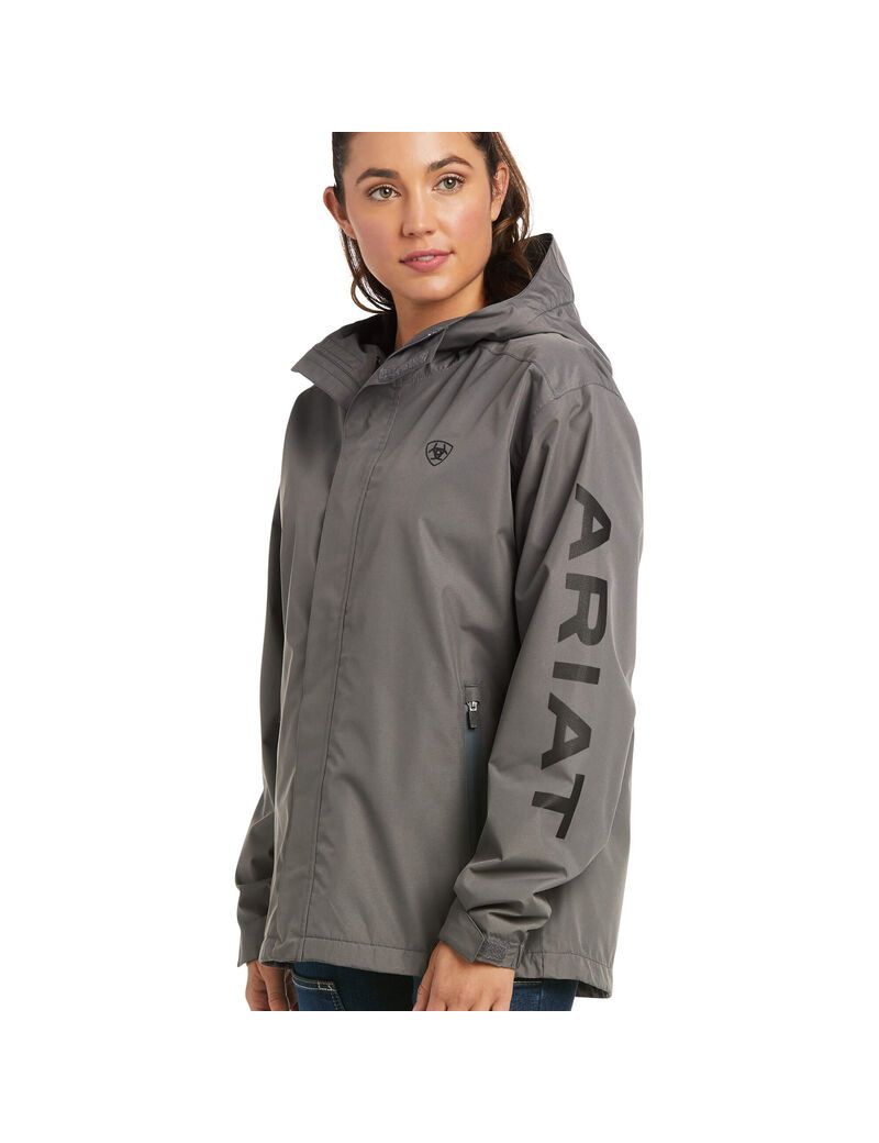 Vêtements De Travail Ariat Rebar Stormshell Logo Imperméables Jackets Grise Noir | QOJ-1256113