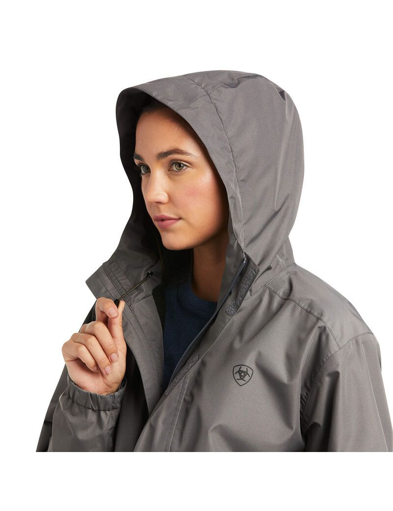 Vêtements De Travail Ariat Rebar Stormshell Logo Imperméables Jackets Grise Noir | QOJ-1256113