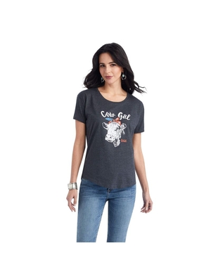 Hauts Ariat Cow Gal Tee Grise | VZJ-6912127