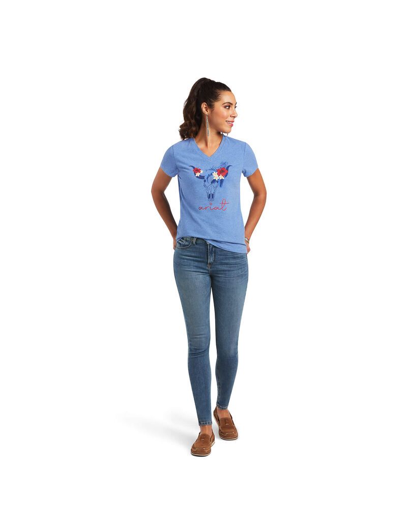 Hauts Ariat REAL Tropic Steerhead Tee Bleu | OAD-9669027