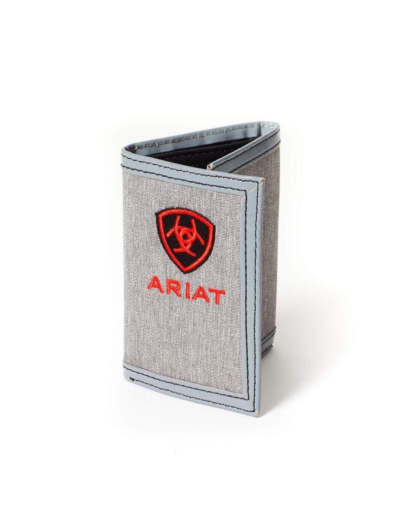 Portefeuilles Ariat Red Shield Gray Fabric Trifold Grise | GCX-3747611