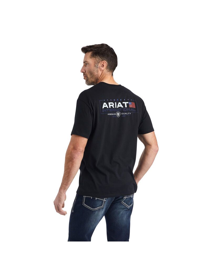 T Shirts Ariat Horizontal Noir | NPG-1812471