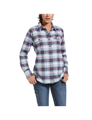 Vêtements De Travail Ariat Rebar Flannel DuraStretch Travail Shirts Bleu | JUH-0627280