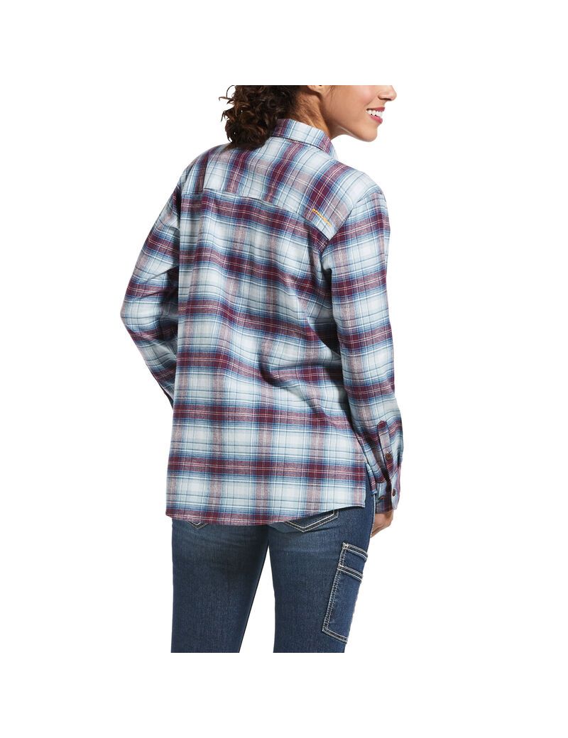 Vêtements De Travail Ariat Rebar Flannel DuraStretch Travail Shirts Bleu | JUH-0627280