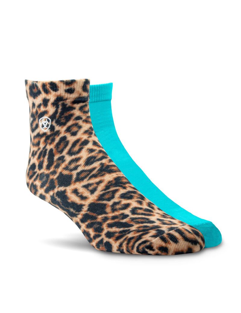 Chaussettes Ariat Wild Thing Ankle 2PCS Leopard Bleu | PDB-7464966