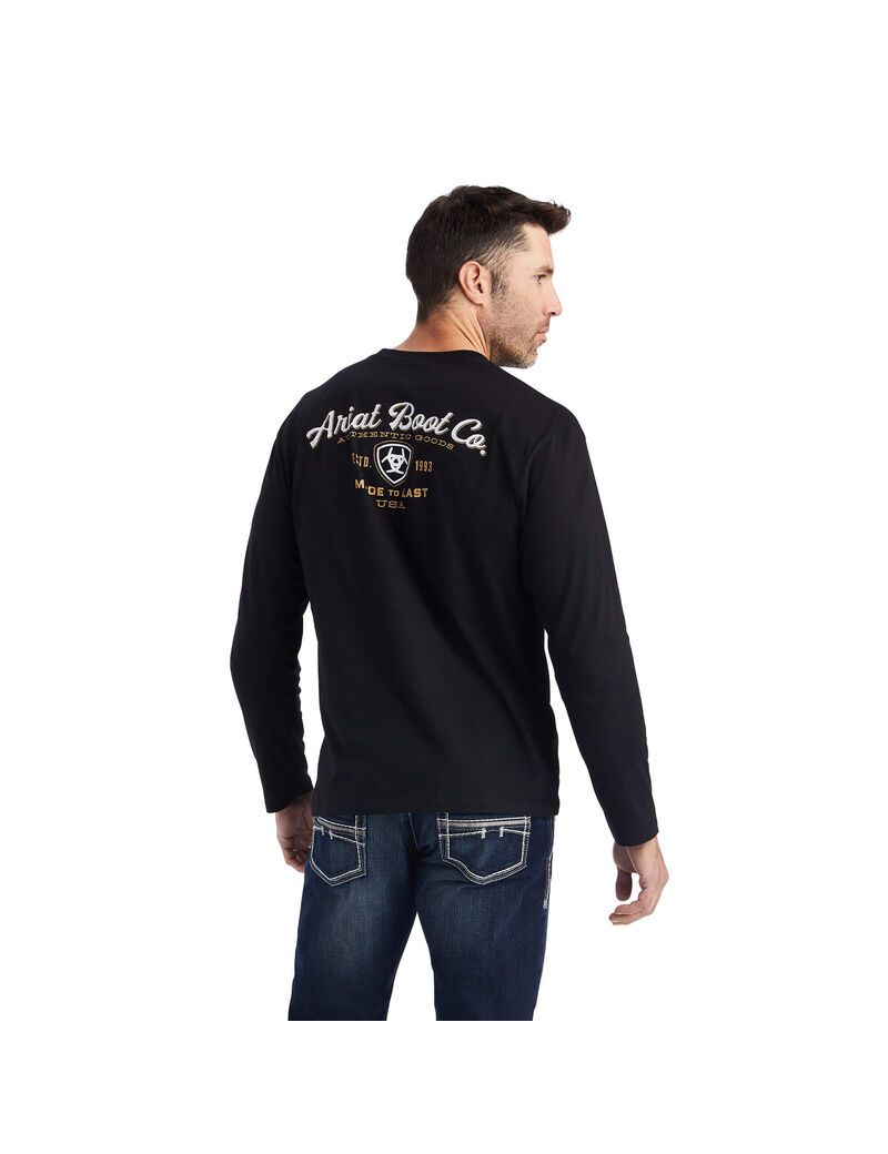 T Shirts Ariat Catégories Crest Noir | CZU-6506605