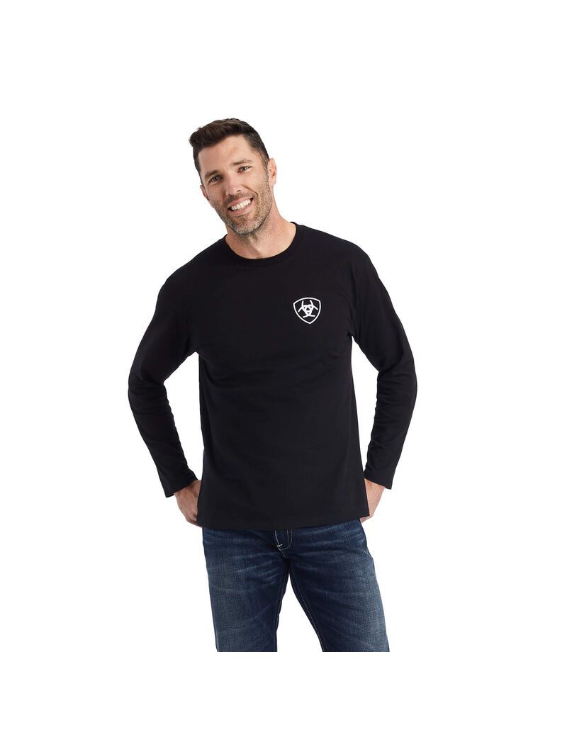 T Shirts Ariat Catégories Crest Noir | CZU-6506605