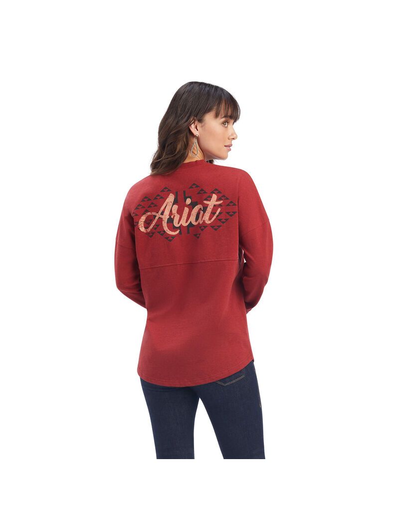 Hauts Ariat REAL Oversized Graphique Rouge Foncé | GDK-4106600