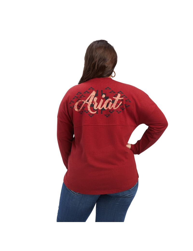 Hauts Ariat REAL Oversized Graphique Rouge Foncé | GDK-4106600