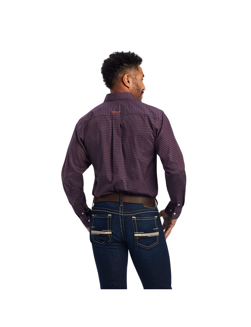 Chemises De Costume Ariat Wrinkle Free Dylen Fitted Bordeaux | IWS-3535592