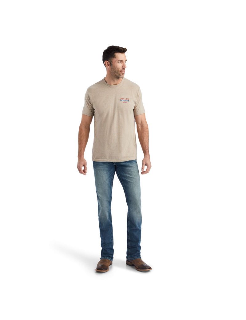 T Shirts Ariat Flag Flow Beige | QMY-3671095