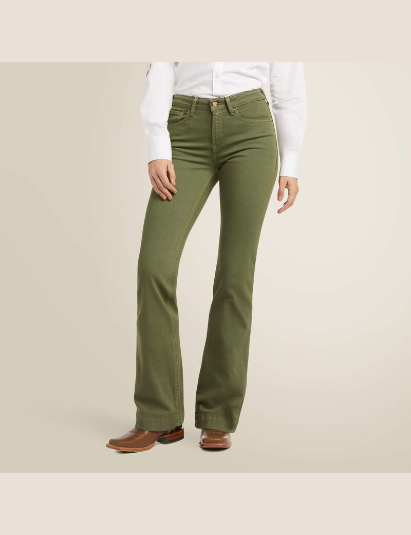 Jean Ariat Slim Trouser Ella Larges Leg Vert | SAD-1812273