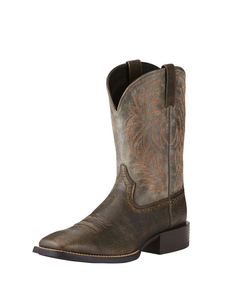 Bottes Western Ariat Sport Larges Square Embout Marron | TEH-0467079