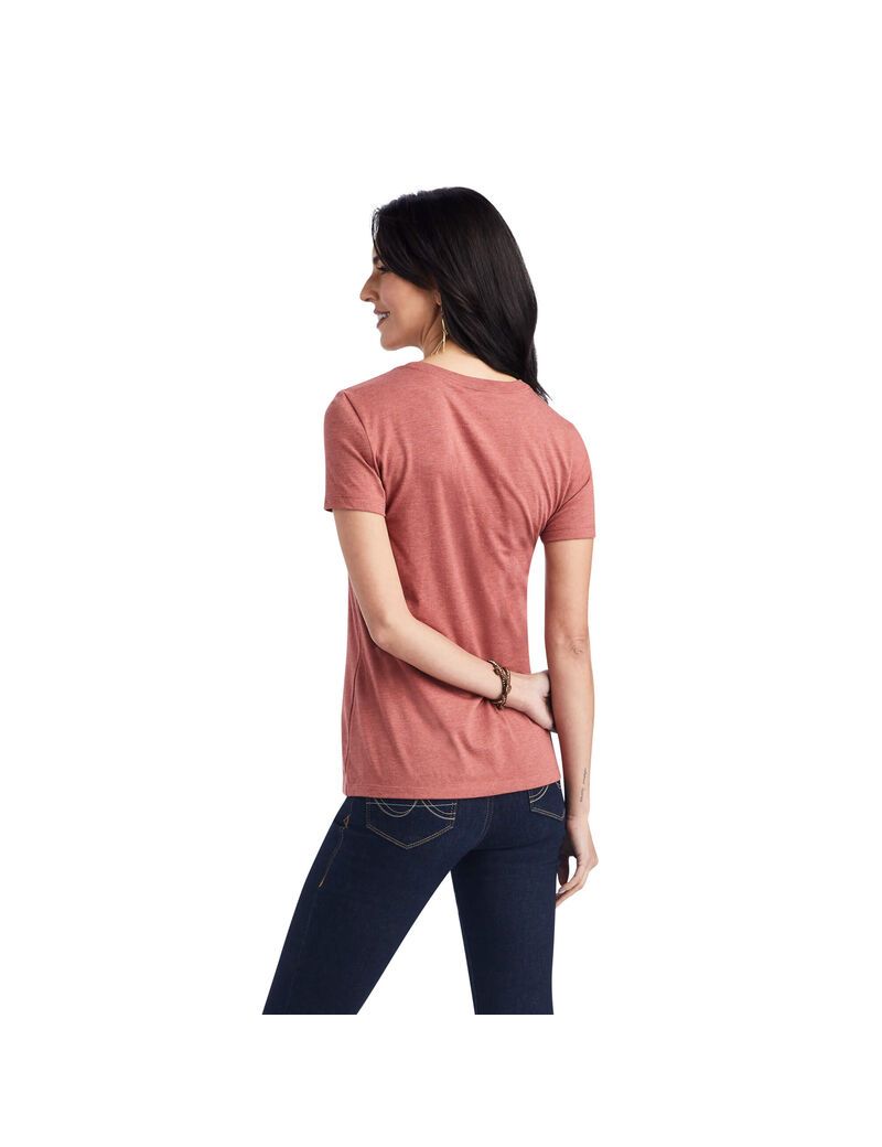 Hauts Ariat Wheat Script Tee Rouge | GNA-3943851