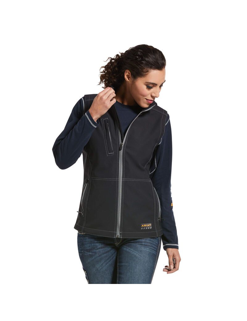 Vêtements De Travail Ariat Rebar Stretch Tela Softshell Vest Noir | YWD-9861864