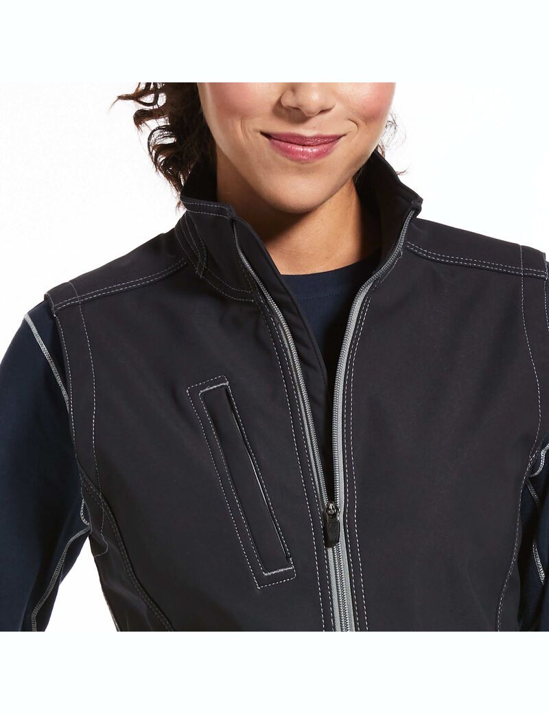 Vêtements De Travail Ariat Rebar Stretch Tela Softshell Vest Noir | YWD-9861864