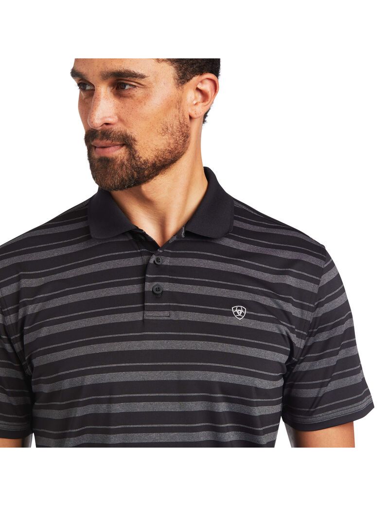 Polos Ariat Ombre Stripe Ftd Noir | QSM-8307898