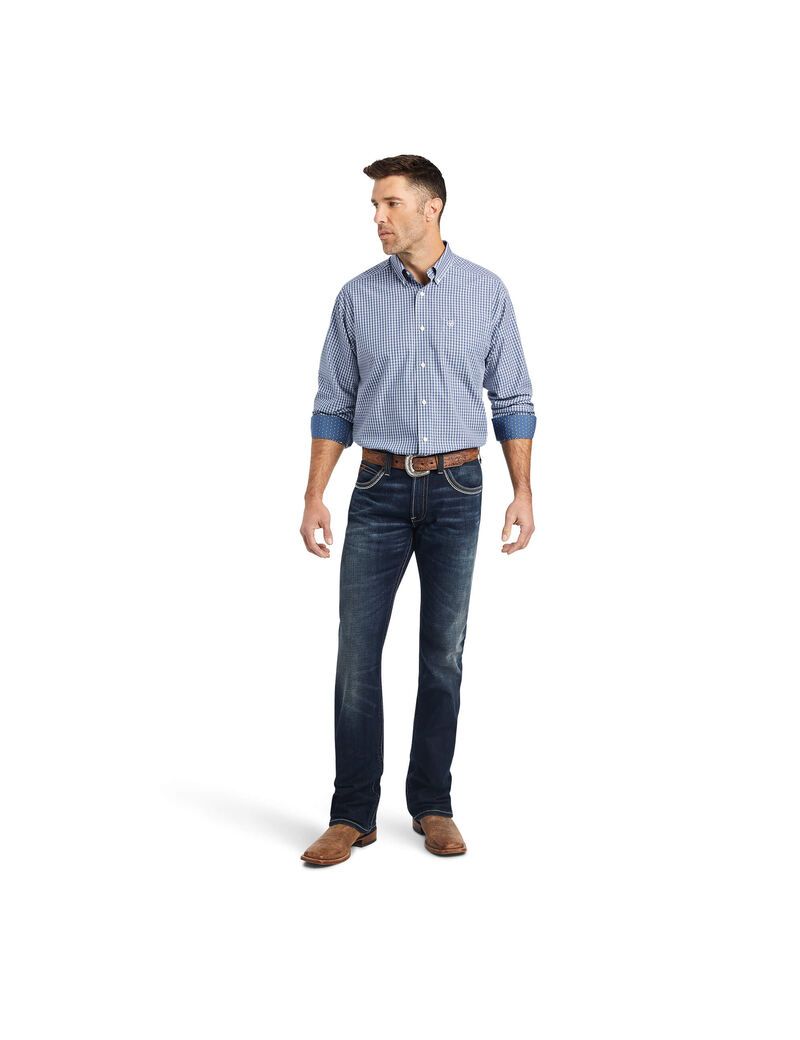 Chemises De Costume Ariat Wrinkle Free Ellison Classiche Fit Bleu Marine | QVU-8474756