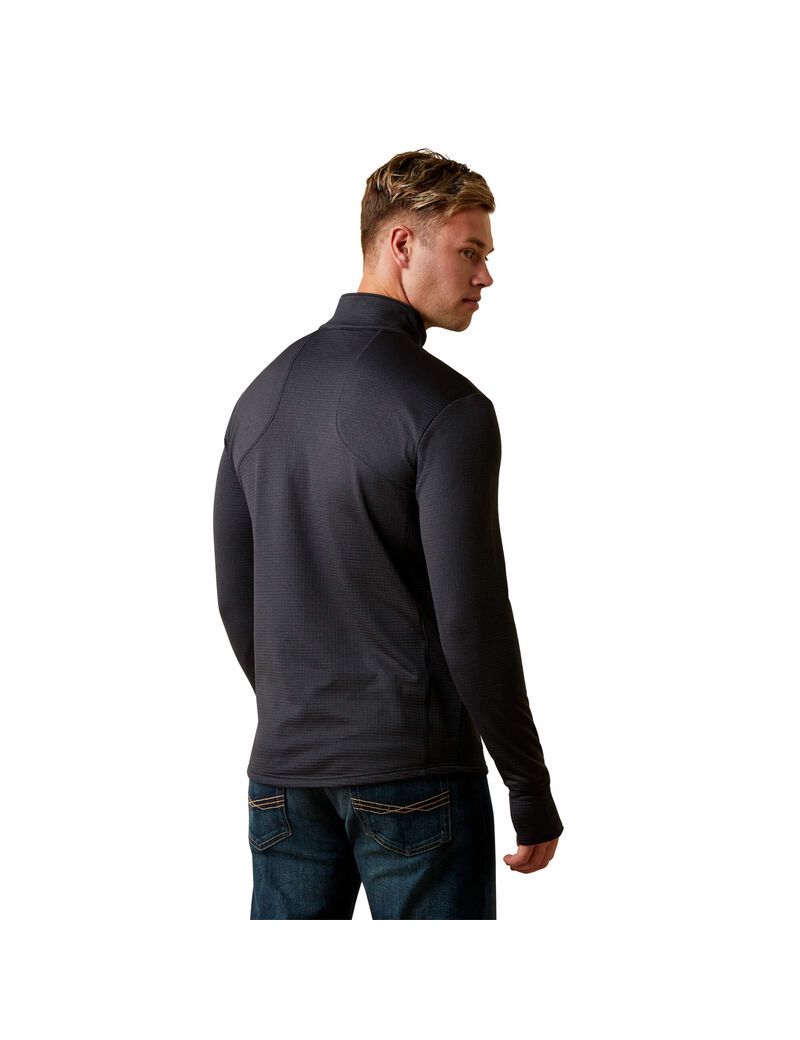 Couches Intermédiaires Ariat Gridwork 1/4 Zip Noir | KAX-0039170