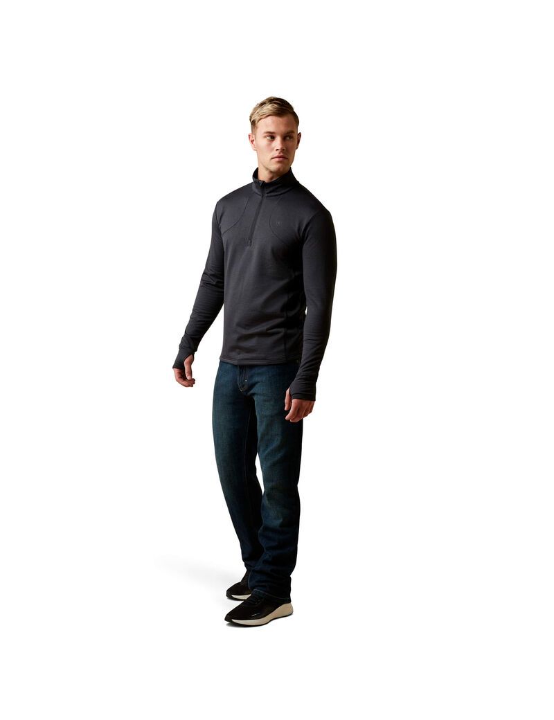 Couches Intermédiaires Ariat Gridwork 1/4 Zip Noir | KAX-0039170