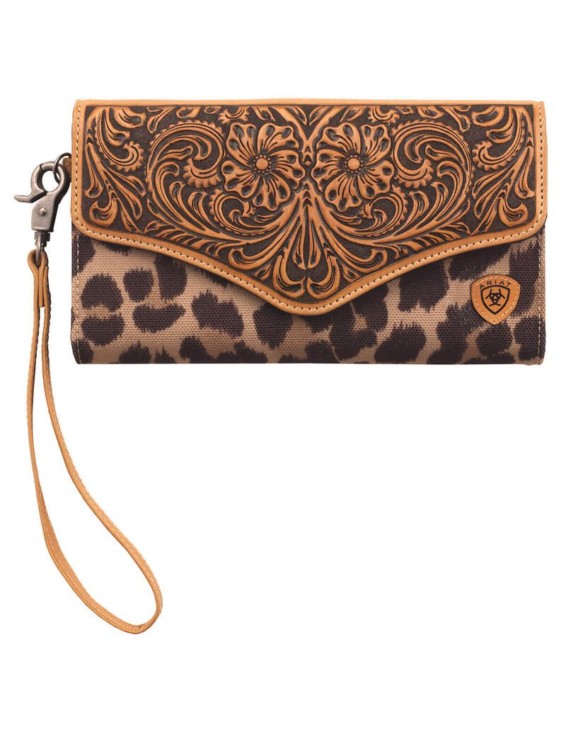 Portefeuilles Ariat Leopard clutch Marron | BFL-9083455