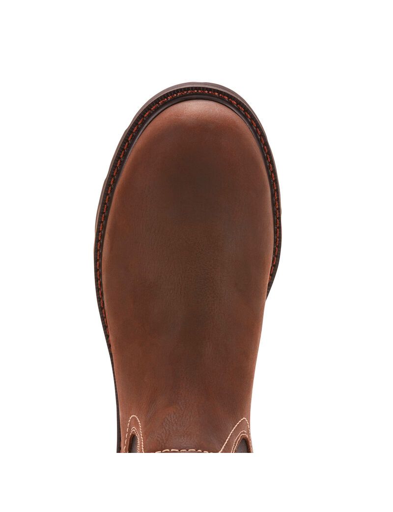 Bottines Chelsea Ariat Groundbreaker Imperméables Steel Embout Travail Marron Foncé | QVY-0509654