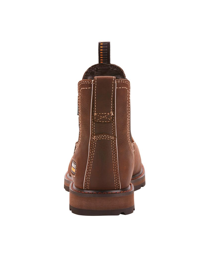 Bottines Chelsea Ariat Groundbreaker Imperméables Steel Embout Travail Marron Foncé | QVY-0509654