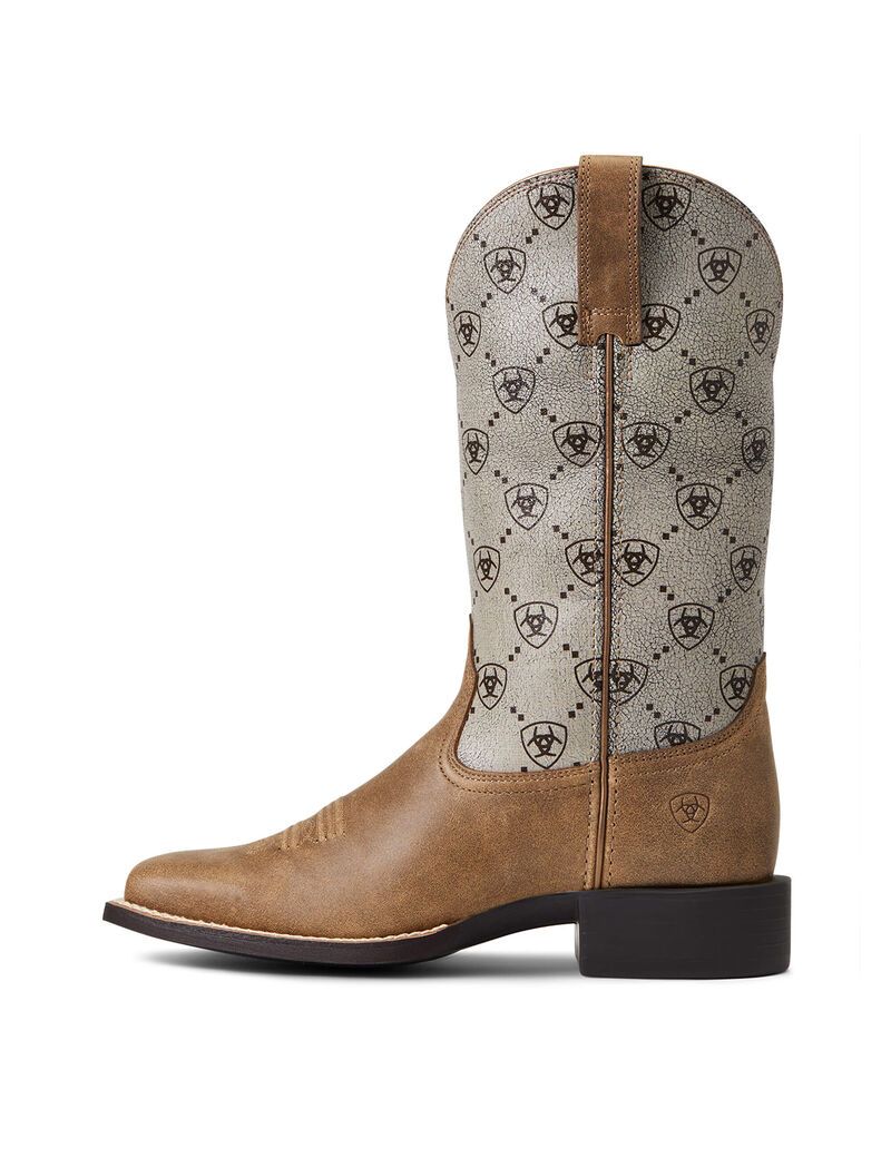 Bottes Western Ariat Round Up Larges Square Embout Marron | TDG-3737052