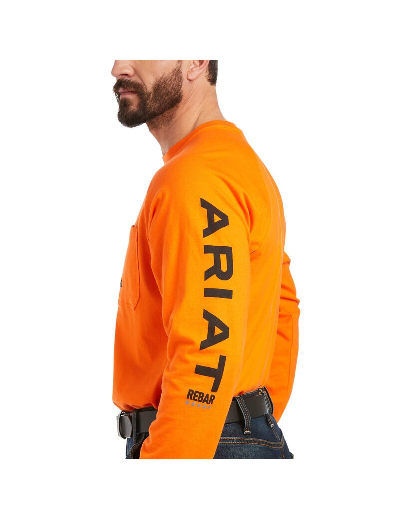 Vêtements De Travail Ariat Rebar Coton Strong Graphique T Shirts Orange Noir | FXY-0719955