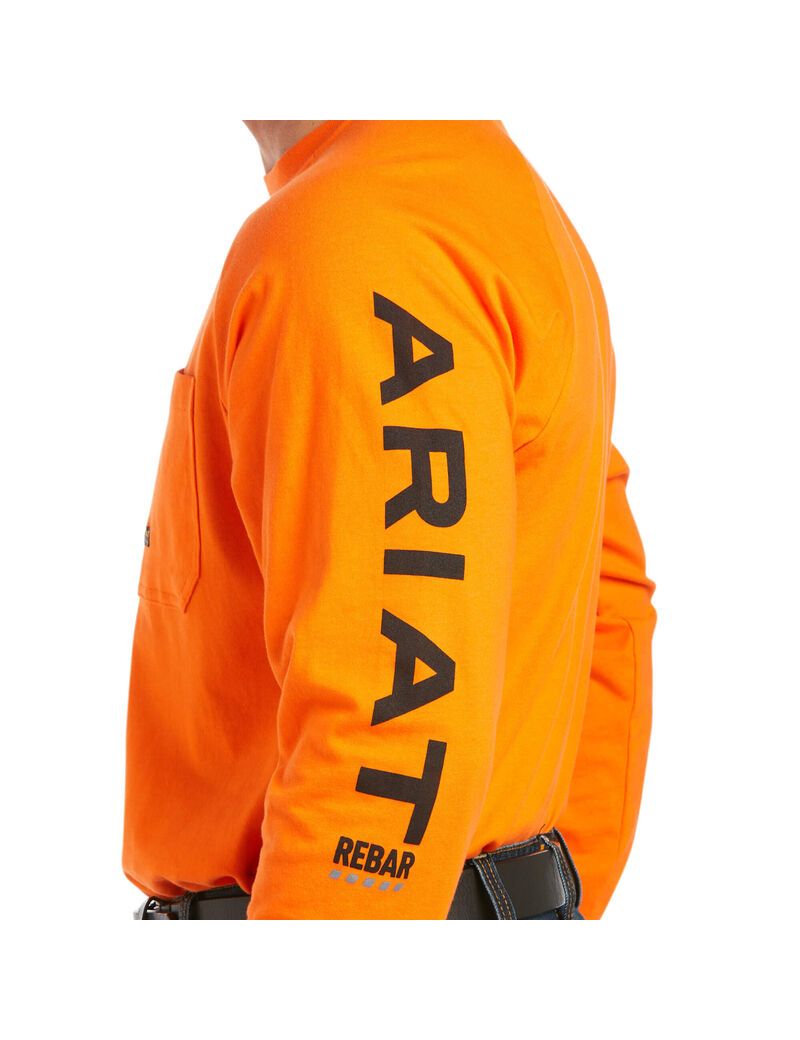 Vêtements De Travail Ariat Rebar Coton Strong Graphique T Shirts Orange Noir | FXY-0719955