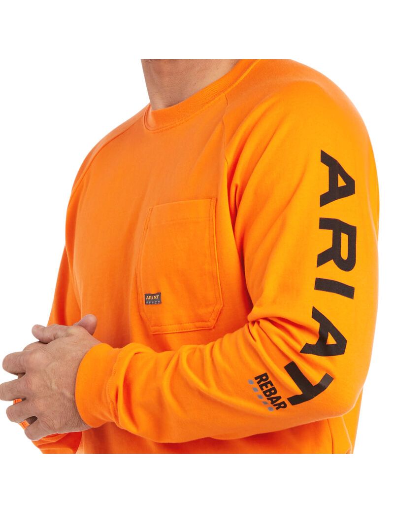 Vêtements De Travail Ariat Rebar Coton Strong Graphique T Shirts Orange Noir | FXY-0719955