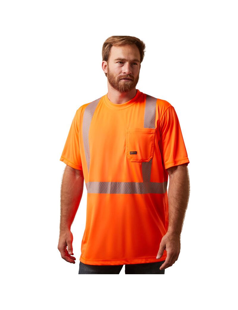 Vêtements De Travail Ariat Rebar Hi-Vis ANSI T Shirts Orange | WAQ-2050648