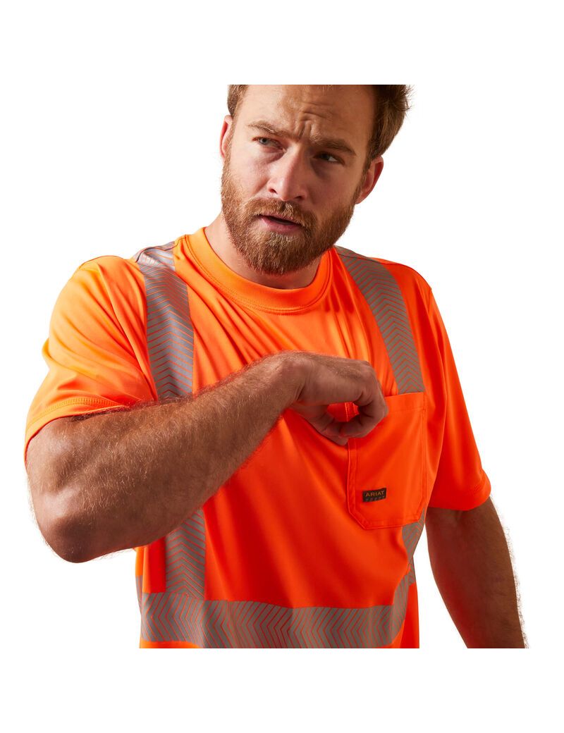 Vêtements De Travail Ariat Rebar Hi-Vis ANSI T Shirts Orange | WAQ-2050648