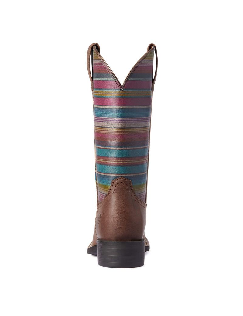 Bottes Western Ariat Round Up Larges Square Embout Marron Foncé | ZOL-4618345