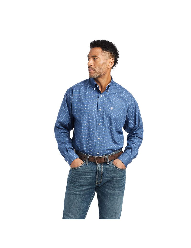 Chemises De Costume Ariat Wrinkle Free Eaden Classiche Fit Bleu Marine | TXV-9524944